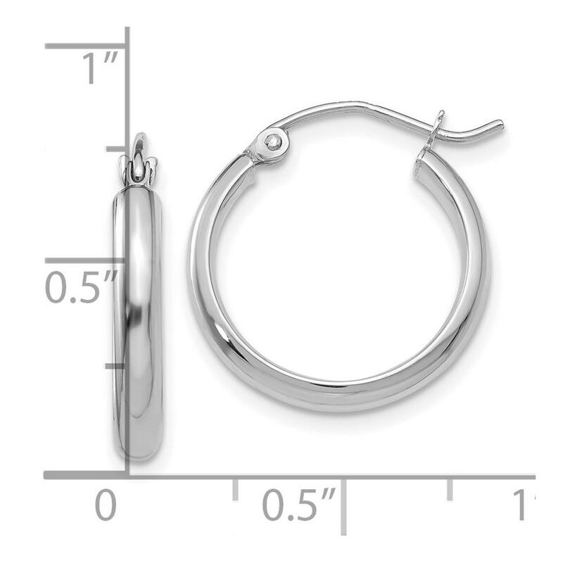 Curata 10k White Gold Hoop Earrings - 21x2.75mm
