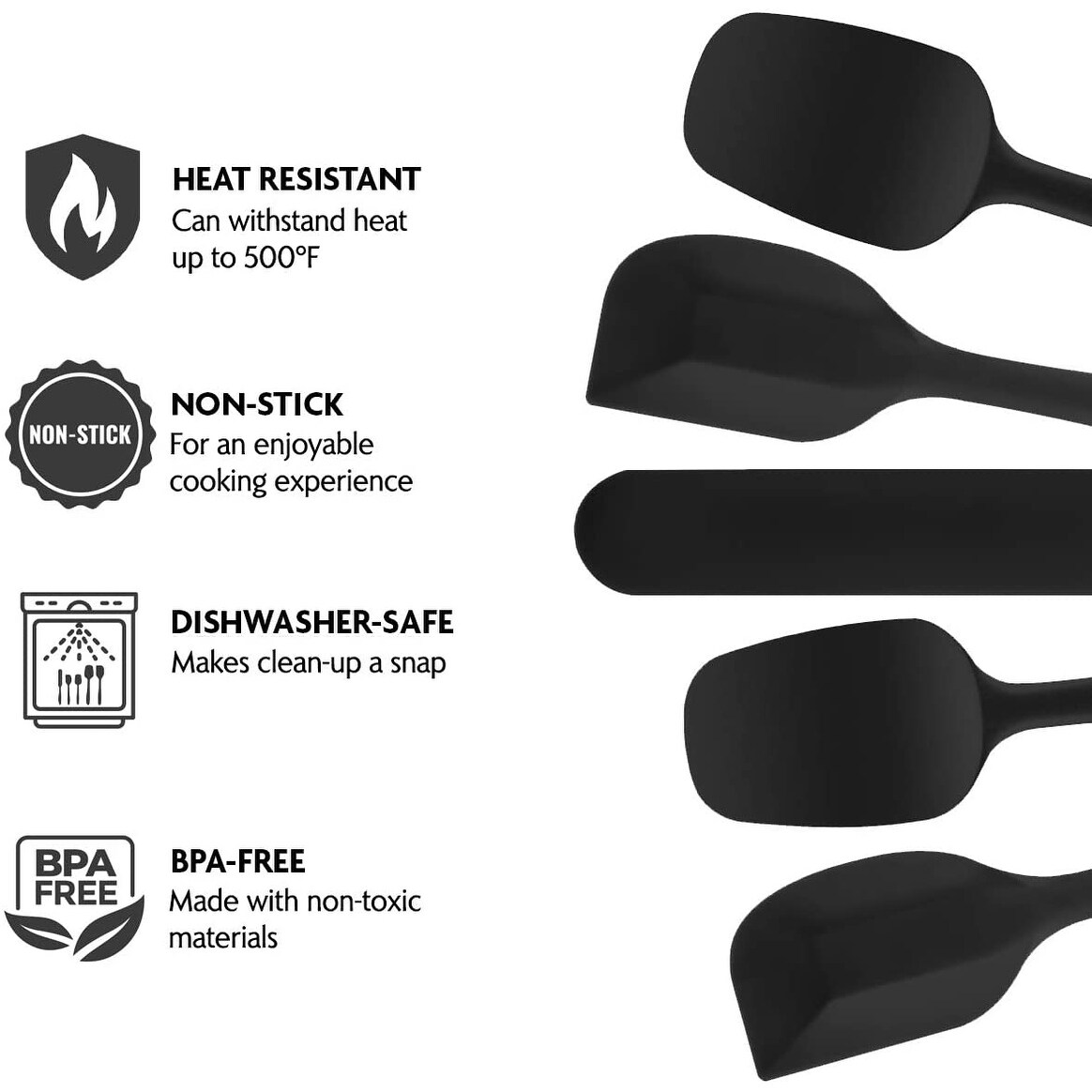 5 pcs Stainless Steel Core Heat Resistant Non stick Small Silicone Spatula 