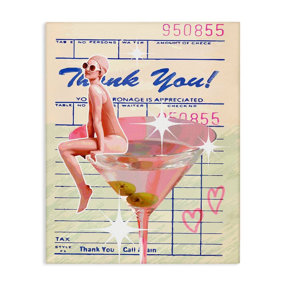 Stupell Retro Vintage Restaurant Check Canvas Wall Art Design By Lil' Rue