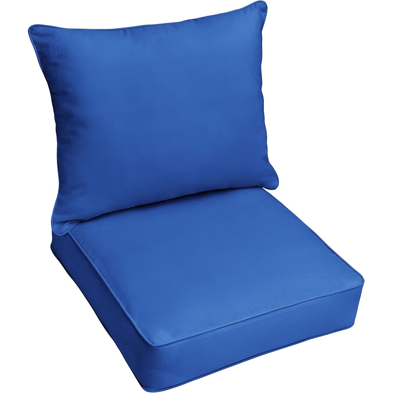 Deep Seating Cushion Set - Water & Fade Resistant Outdoor Chair Pad & Back Pillow with Plush Foam, True Blue (23.5x23x5 inch)