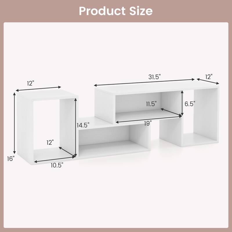 Engineered Wood Adjustable TV Stand with Storage Cubes and Expandable Shelves - 43.5"-62.5" L x 12" W x 16" H