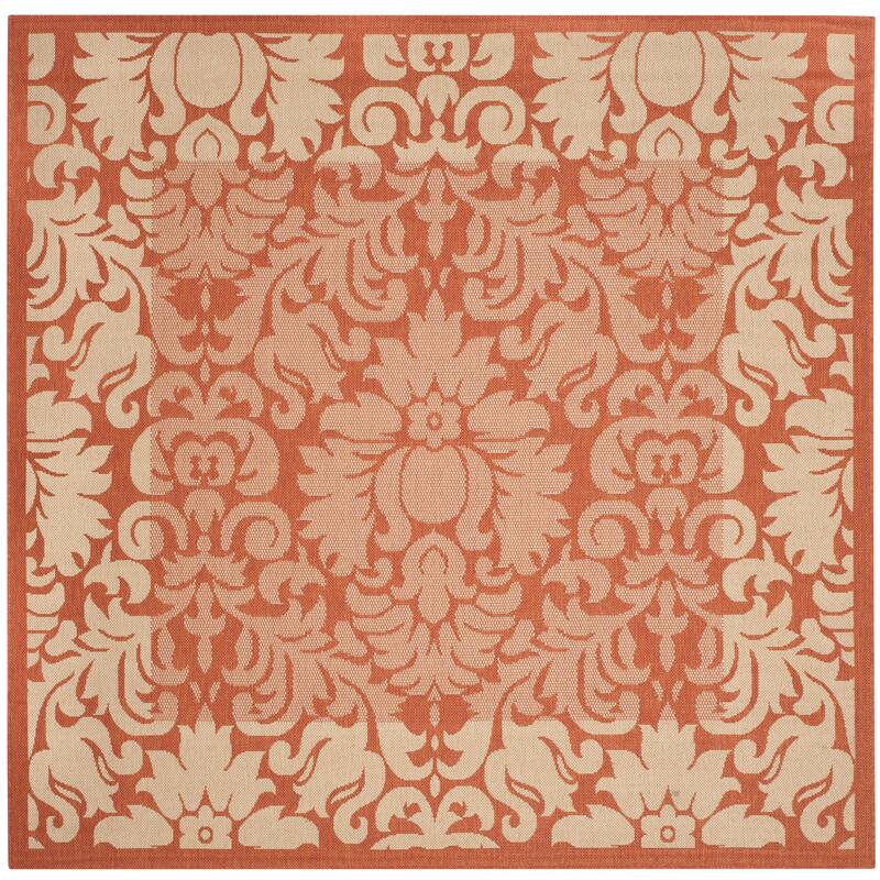 SAFAVIEH Courtyard Peggie Indoor/ Outdoor Patio Backyard Rug - 6'7" Square - Terracotta/Natural