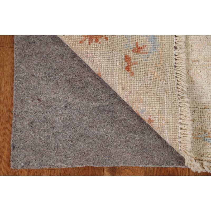 Hand Knotted Oriental 100% Wool Carpet Transitional Geometric Beige & Ivories Oushak Area Rug - 2' 11'' X 2' 0''