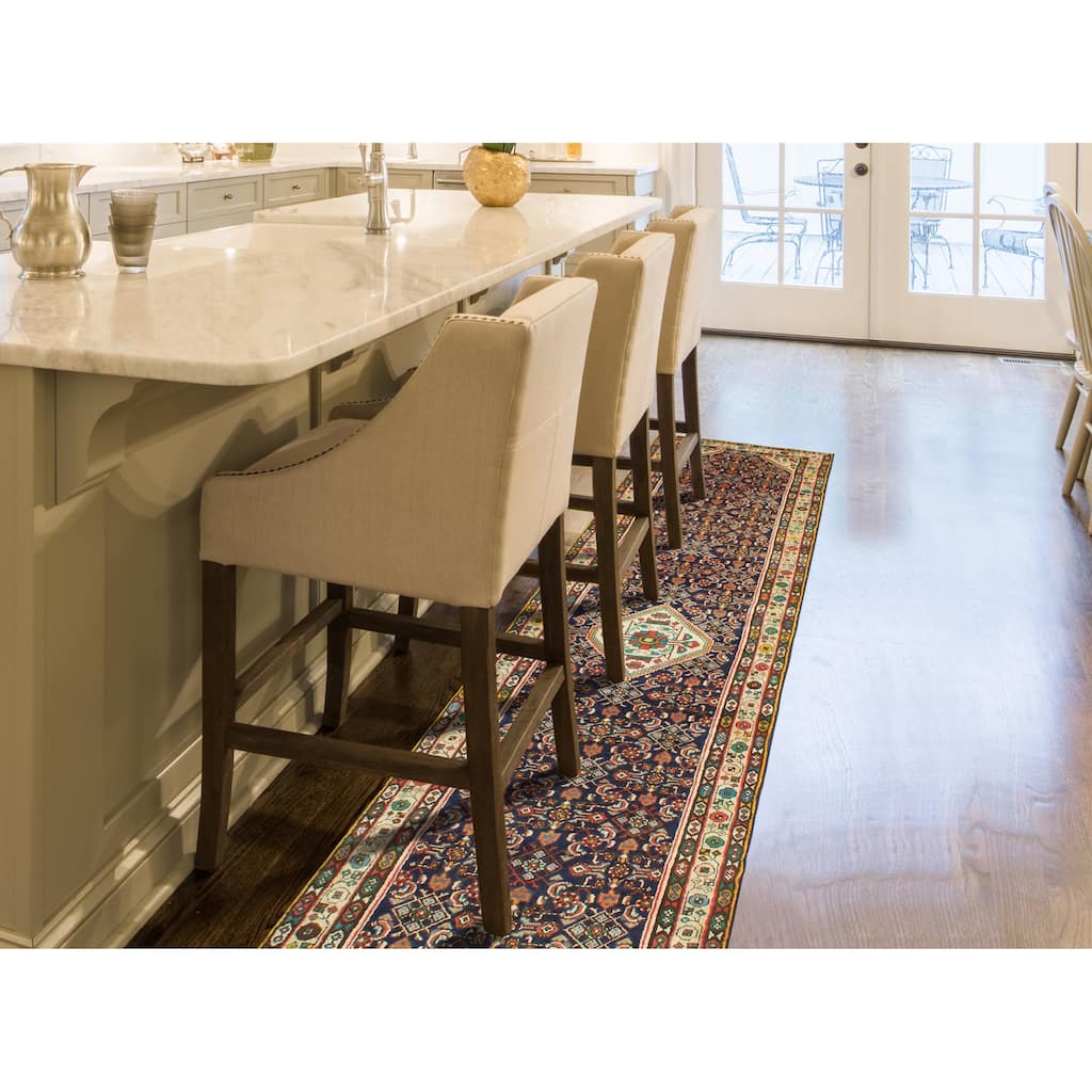 Fine Vintage Distressed Etta Navy/Ivory Runner - 3'4" x 13'0"