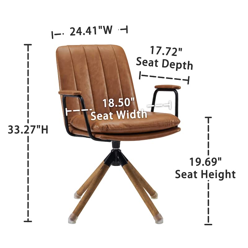 Art Leon Faux Leather Swivel Accent Arm Chair