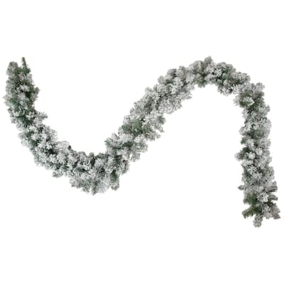 9' x 10" Flocked Madison Pine Artificial Christmas Garland Unlit