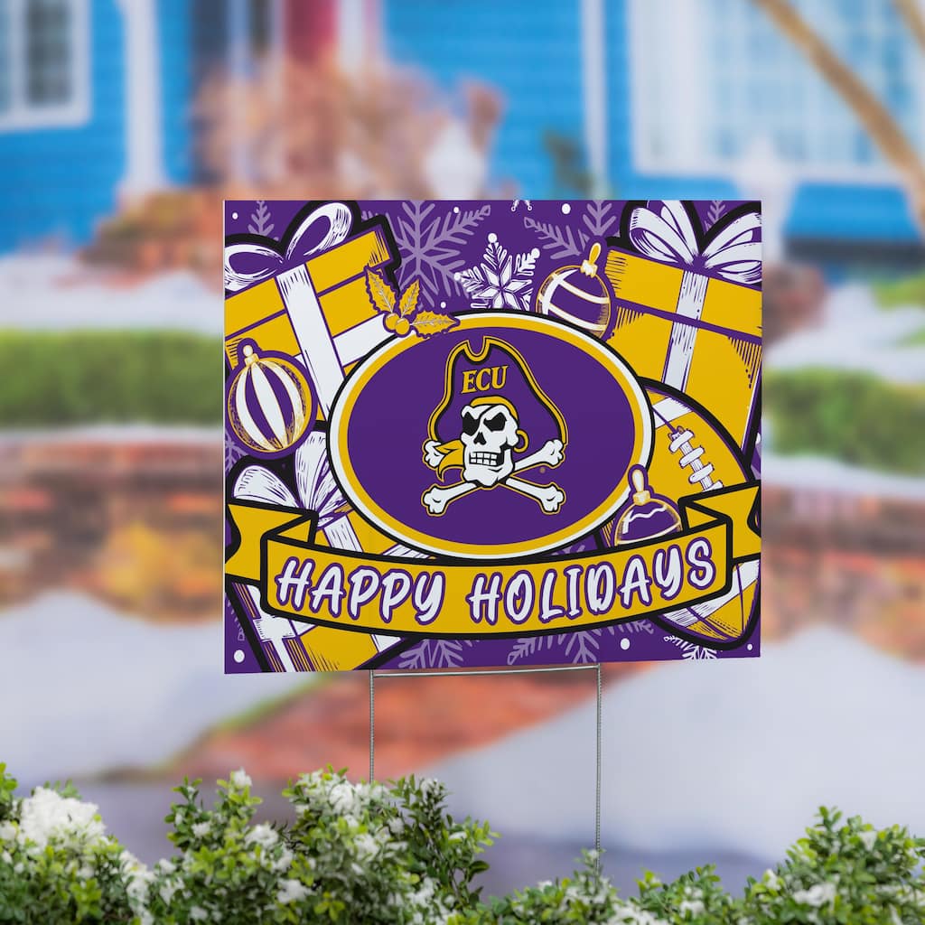 East Carolina University Yard Sign, Happy Holidays - 24" x 18"