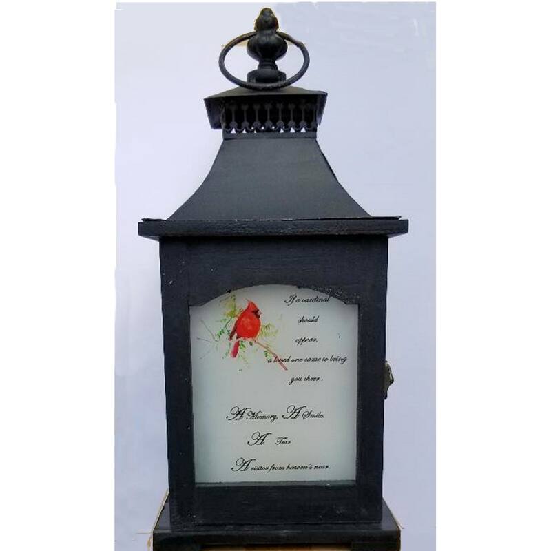 14.75" Black Cardinal Candle Lantern