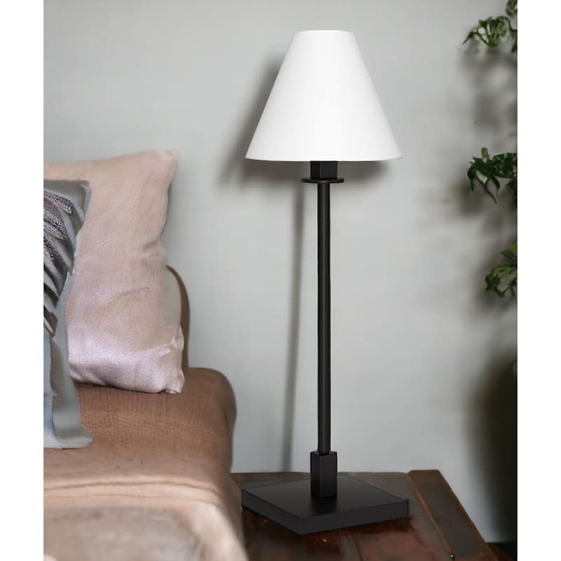 28 Inch Metal Candlestick Table Lamp with White Cone Shade