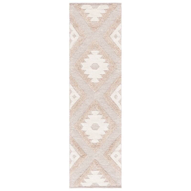 SAFAVIEH Handmade Natura Aladina Rustic Diamond Trellis Wool Rug - 2'3" x 8' Runner - Brown/Ivory
