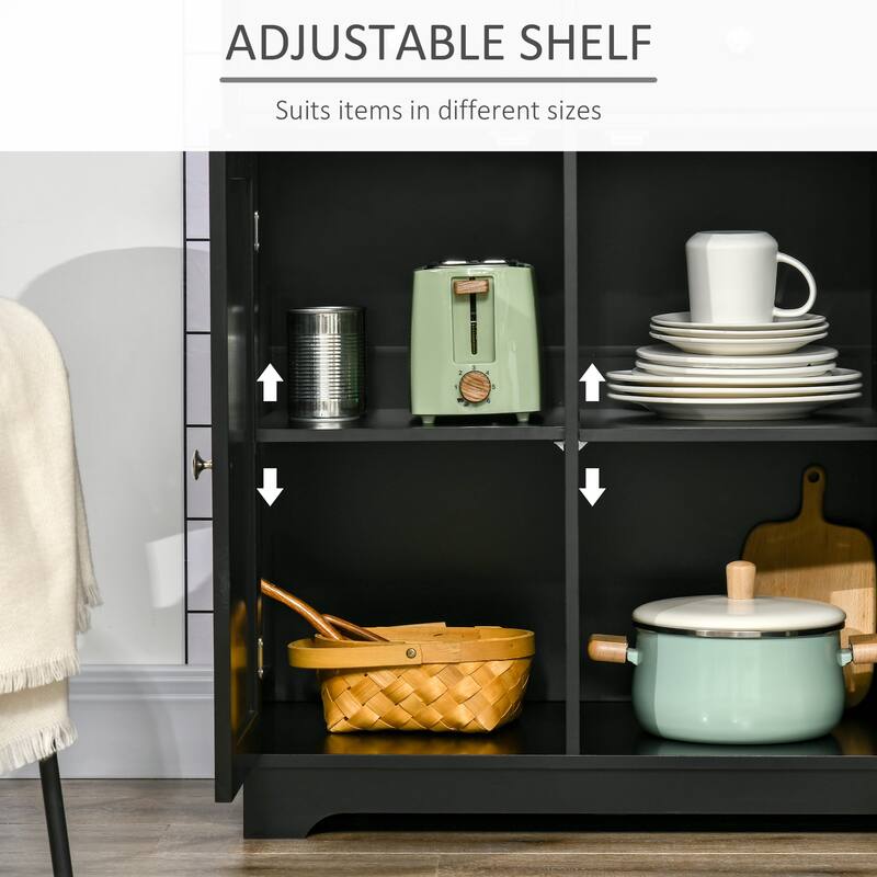 Roomy Buffet Cabinet Featuring 3 Large Drawers, Doors, and Adjustable Shelf for Organized Living Dining Room