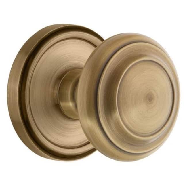 Grandeur Georgetown Solid Brass Rose Dummy Door Knob Set with - Vintage Brass
