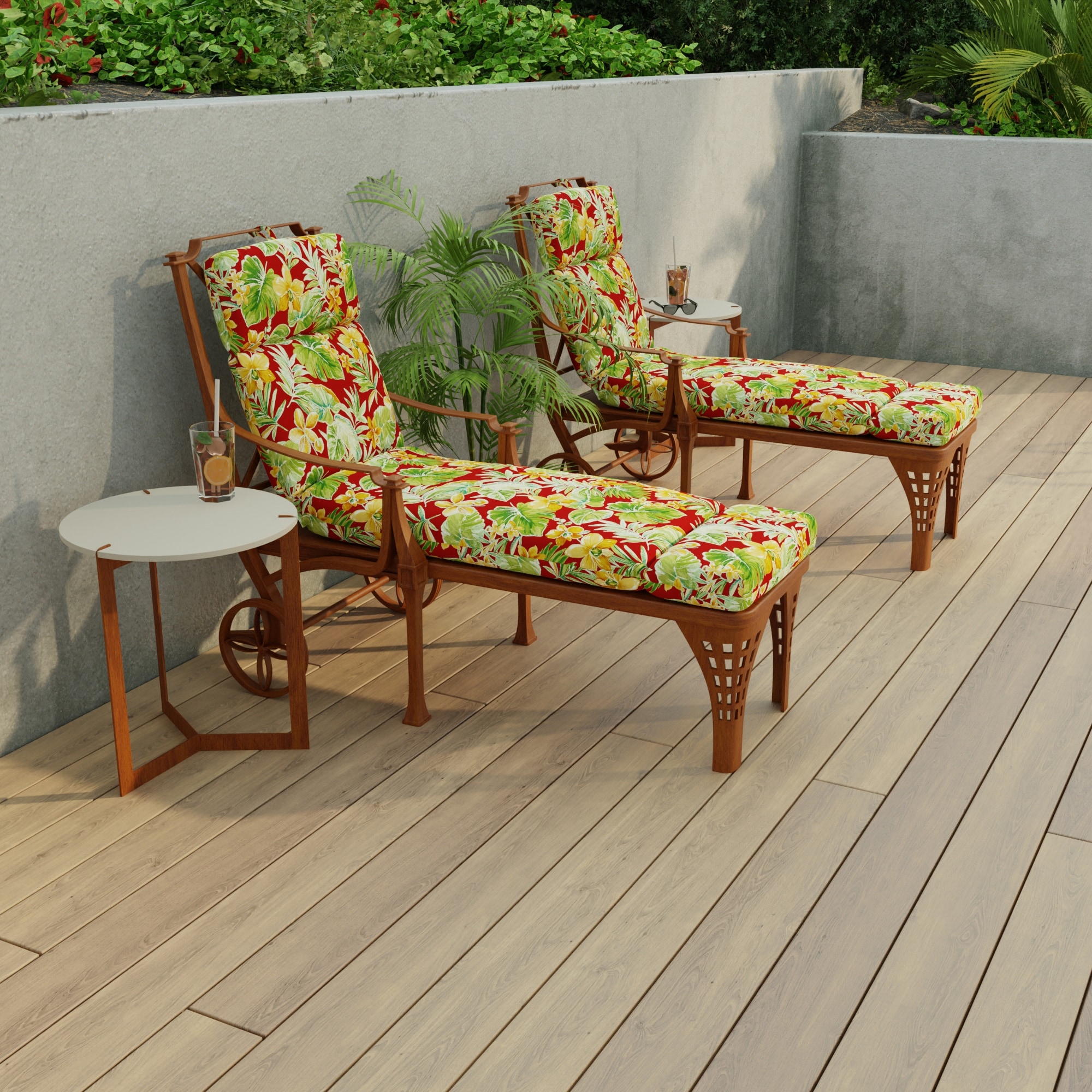 72" x 22" Outdoor Chaise Lounge Cushion with Ties and Loop - 72'' L x 22'' W x 3.5'' H