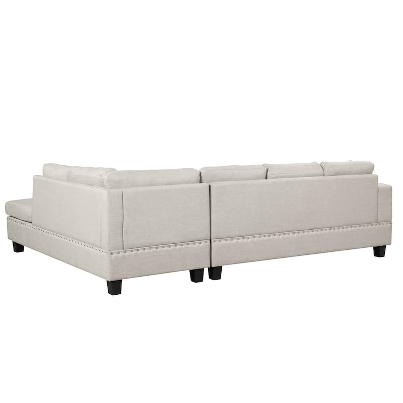 Modern Sectional Sofa w/ Storage Ottoman and Reversible Chaise LShape Couch with Pillows and