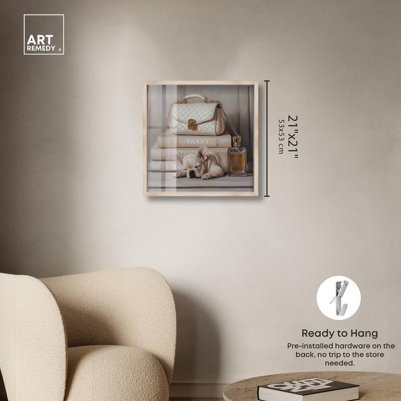 Ivory Books and Frenchie Shadowbox by Art Remedy