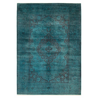 ECARPETGALLERY Hand-knotted Vibrance Turquoise Wool Rug - 6'1 x 8'9