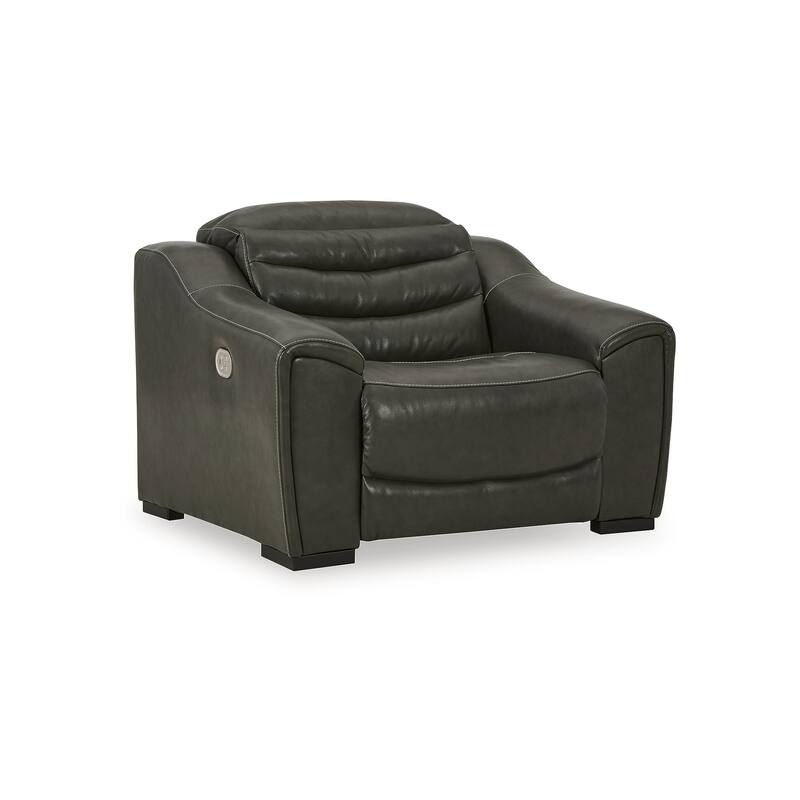 Signature Design by Ashley Center Line Gray Sofa, Loveseat and Recliner - 111" W x 40" D x 35" H