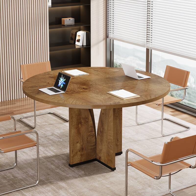 Wooden Conference Table, Round Meeting Table, Negotiation Business Training Room Desk