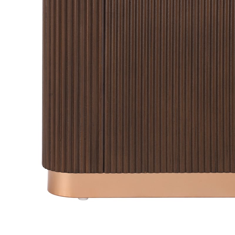 Brown Console Table Fluted Entryway Hallway Table with Ash Veneer Top