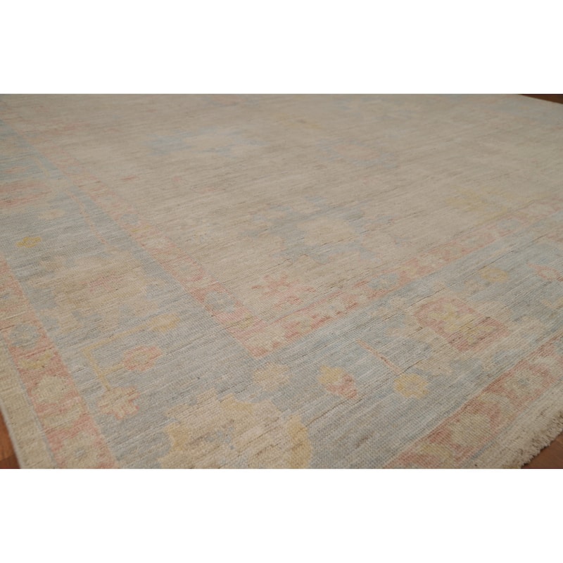 Floral Oushak Turkish Area Rug Handmade Vegetable Dye Wool Carpet - 8'0"x 9'9" - 8'0"x 9'9" - Ivory/Beige