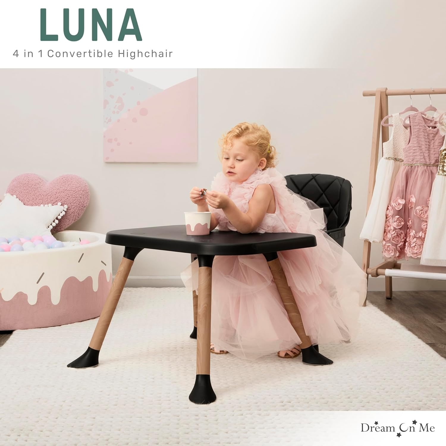 Dream On Me Luna 4-in-1 Convertible Baby High Chair