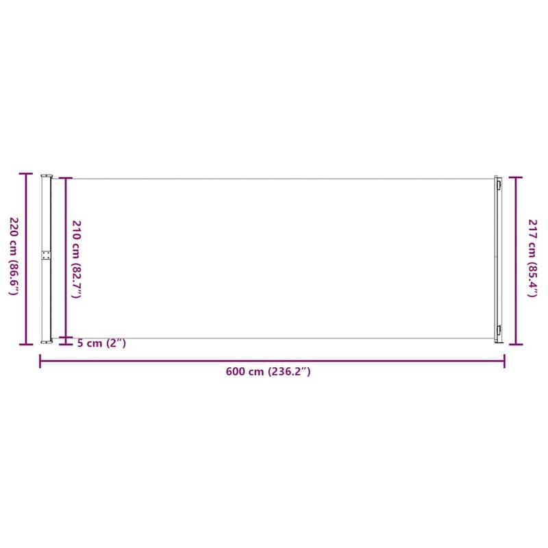 vidaXL Side Awning Brown Polyester with PU coating Retractable - 236.2 x 236.2 x 86.6 in