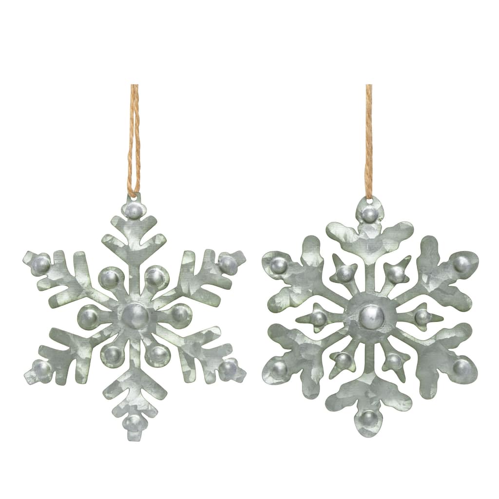 Transpac Metal 5 in. Silver Christmas Dimensional Die Cut Snowflake Ornament Set of 2