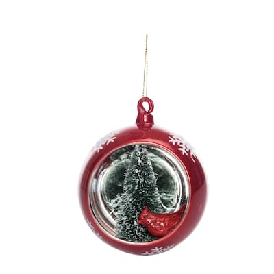 Transpac Glass 5 in. Multicolor Christmas Cardinal Roped Tree In Ornament