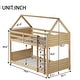 preview thumbnail 5 of 40, Wood Low Bunk Bed Twin Over Twin with House-shaped Bed Roof Frame, Ladder, Guardrails, Headboards and Footboards Floor Bed