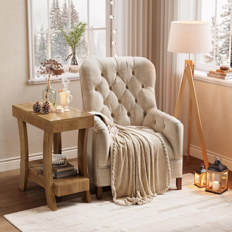 End Tables for Living Room, 2-Tier Rectangular Narrow Small Side Table with Storage Shelf - 11.81"L x 23.62"W x 23.62"H