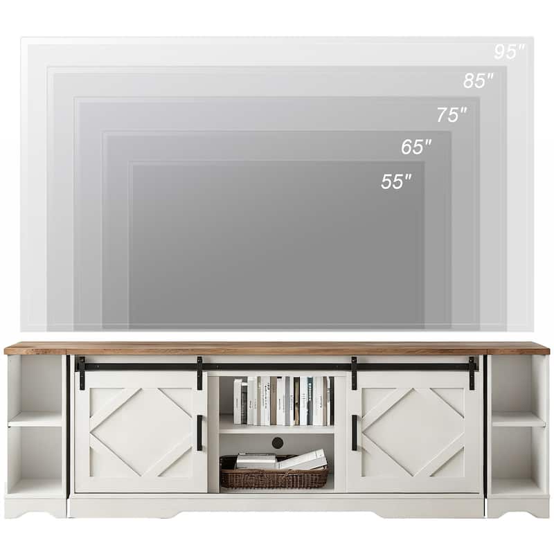 Farmhouse TV Stand Modern Sliding Barn Door Entertainment Center