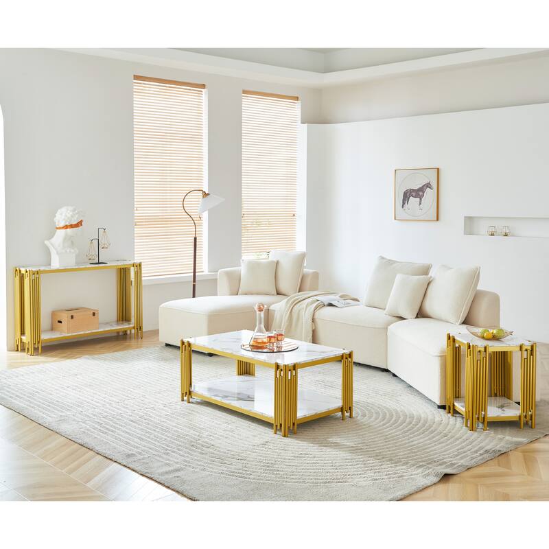Rectangle End Table Coffee Table with Shelf Center Table