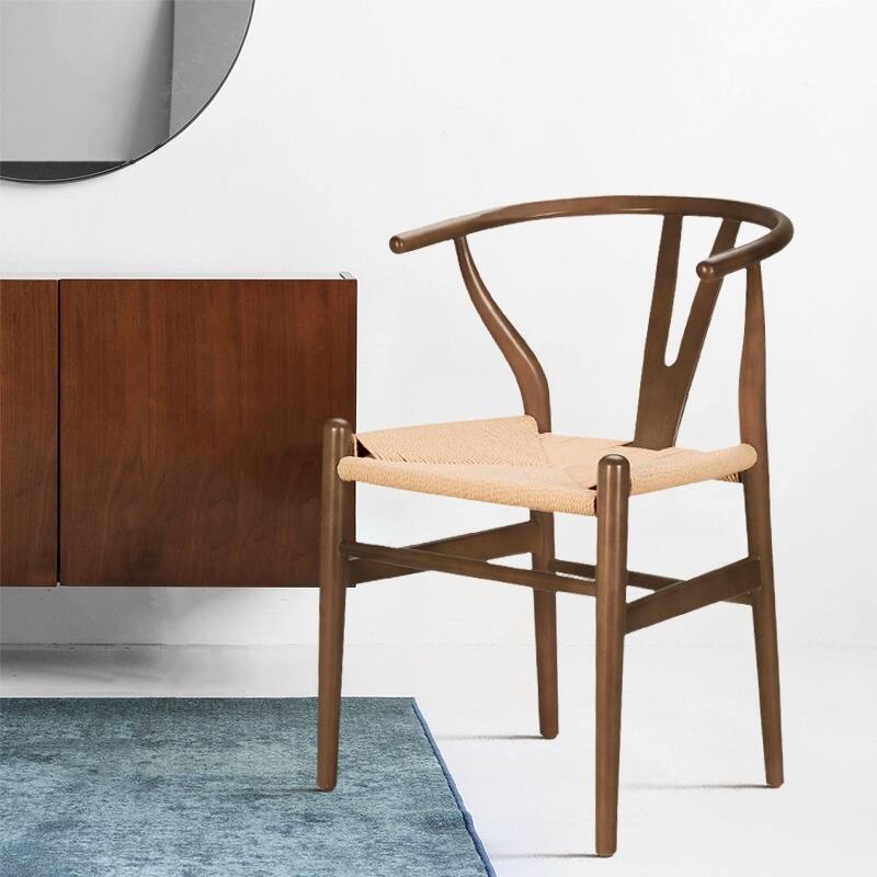 Poly and Bark Weave Chair - Solid Wood Frame (Walnut)