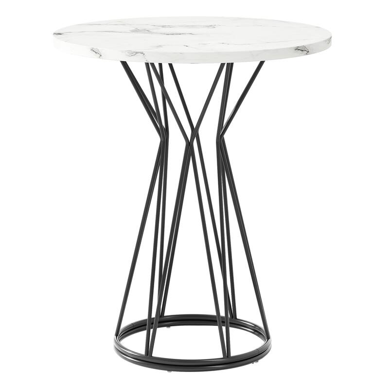 Faux Marble Bar Table, High Top Bistro Pub Cocktail Accent Table for Dining Room Coffee Shop Bar Party Kitchen