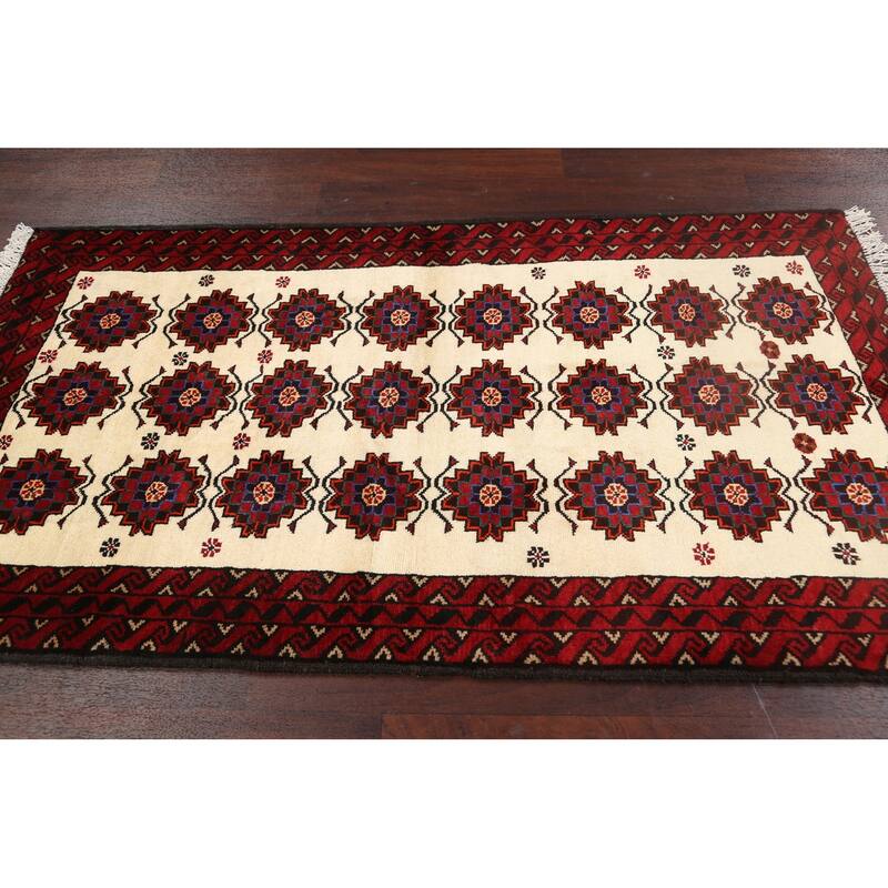 Traditional Geometric Balouch Persian Area Rug Wool Hand-knotted - 3'5" x 6'1"