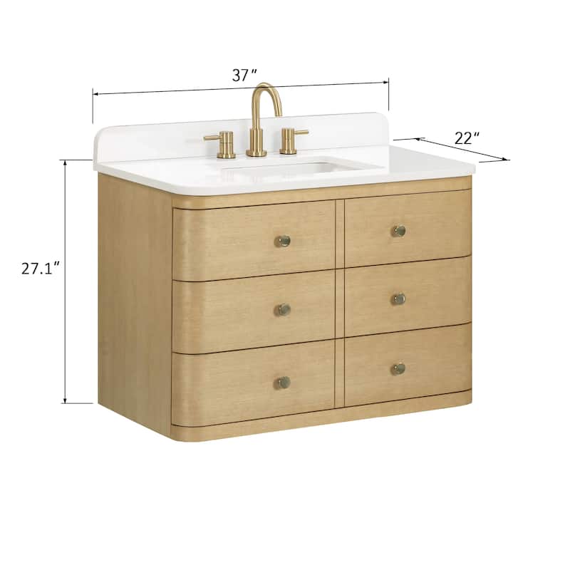 Serena Bathroom Vanity in Light Oak with White Engineered Stone Top