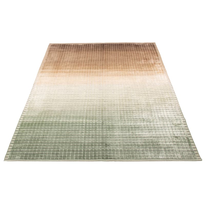 ECARPETGALLERY Hand Loomed Elysian Brown, Green Viscose Rug - 6'8 x 9'5