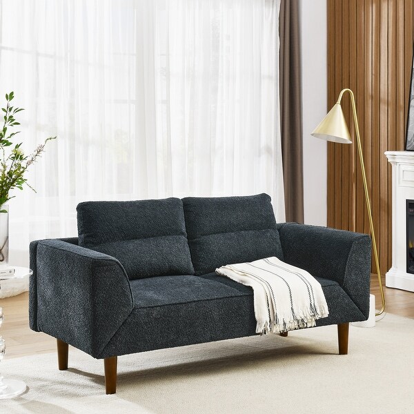 Convertible Futon Sofa Bed Comfy Loveseat Sleeper Sofa with Adjustable Armrest Strengthen Wood2 Seater Couch Black Bed Bath Beyond 41251415