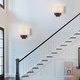 preview thumbnail 16 of 18, 12in H Dark Bronze Wall Sconce Light With Oatmeal Fabric Shade