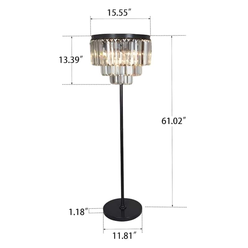 Odeon Clear Crystal Fringe Luxury Floor Lamp Tiers Clear Glass