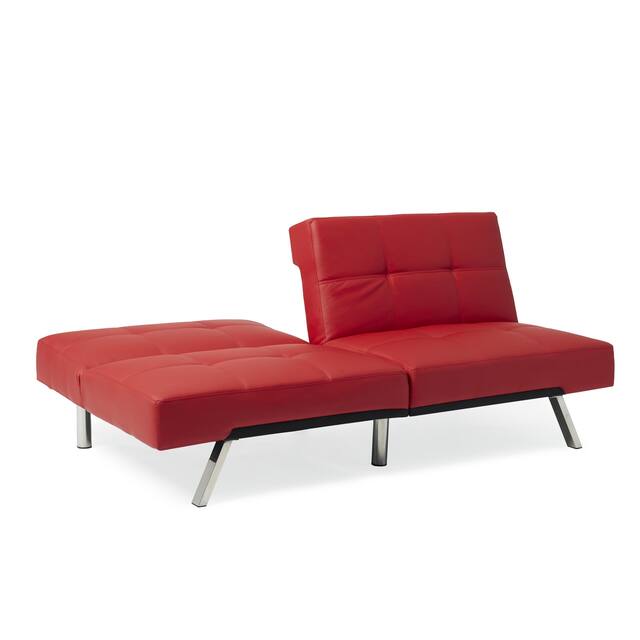 Abbyson Aspen Red Bonded Leather Foldable Futon Sleeper Sofa
