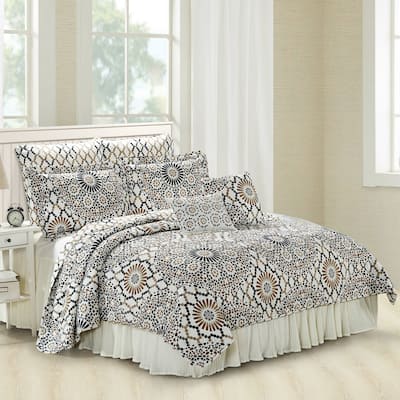Serenta Tradewinds Printed Microfiber 7-piece Quilt Set