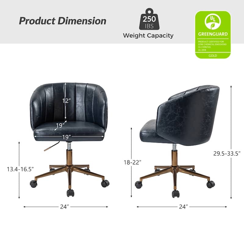 Gia Mid-century Modern Vegan Leather Ergonomic Office Chair by HULALA HOME