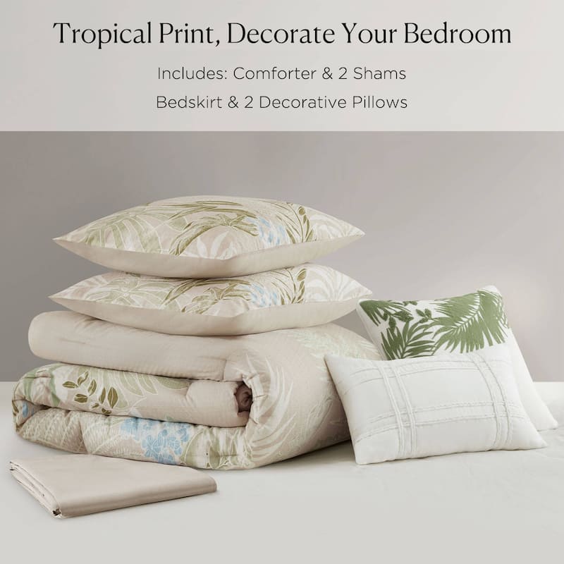 Harbor House Kiawah Island 6 Piece Oversized Cotton Comforter Set with Throw Pillow