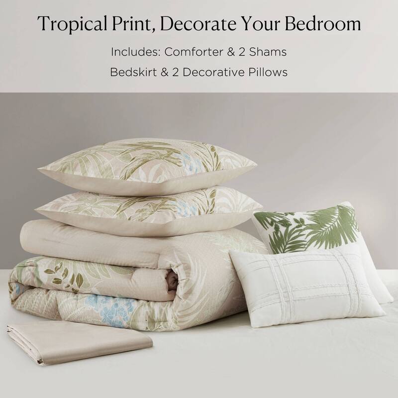 Harbor House Living Kiawah Island 6 Piece Oversized Cotton Comforter Set with Throw Pillow