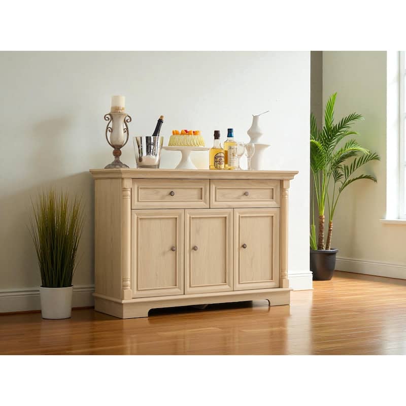 47" Farmhouse Sideboard Buffet Cabinet with Drawers and Doors, Wooden Coffee Bar Storage Console for Dining Room