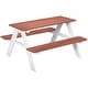 preview thumbnail 1 of 6, Outsunny Kids Picnic Table Set, Wooden Table & Bench Set, Kids Patio Furniture Outdoor Toys Brown