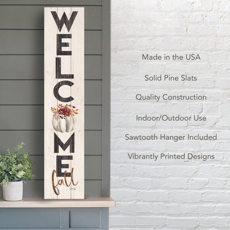 Welcome Fall Vertical Decorative Indoor/Outdoor Pallet Wood Sign 36" by 7.5" Made in the USA