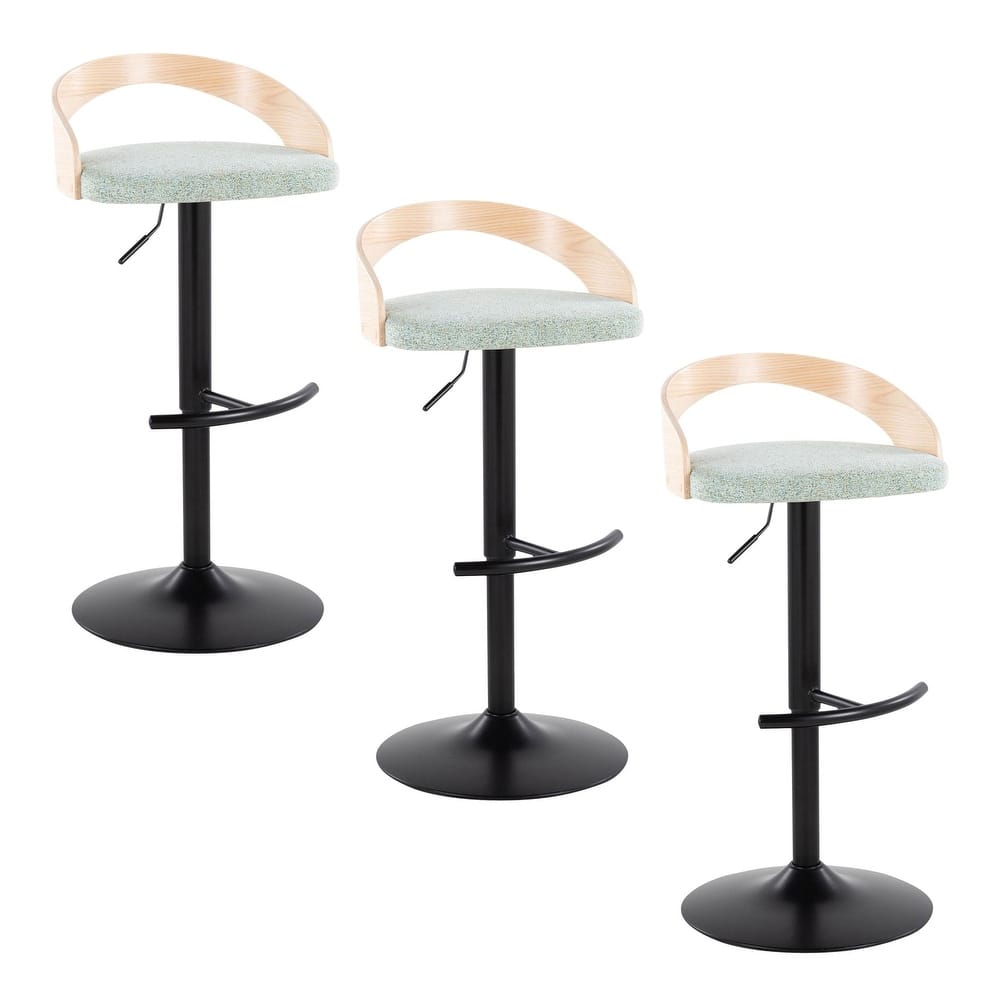 Grotto Adjustable Barstool with Back Base- Set Of 3