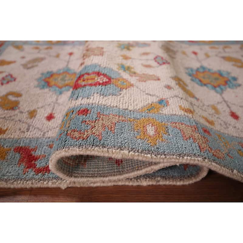 Floral Ivory Oushak Oriental Foyer Rug Handmade Wool Carpet - 2'6"x 5'10"